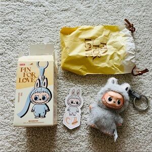 Popmart Labubu 4.0 Pin for Love Series - Letter C (Gray) plush Keychain pendant